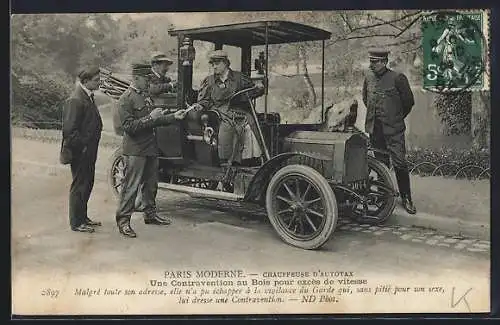 AK Paris, Chauffeuse d`Autotax, Frau fährt Taxi