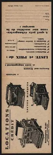 Klapp-AK Reklame für Schreibmaschinen von H.-J. Faguer