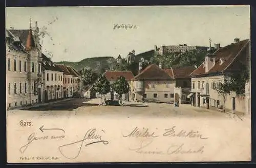 AK Gars, Marktplatz mit Brunnen