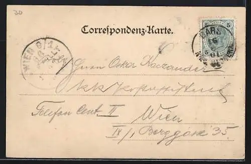 AK Gars, Marktplatz mit Brunnen