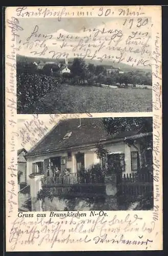 AK Brunnkirchen /N.-Oe., Haus mit Terrasse, Ortsansicht