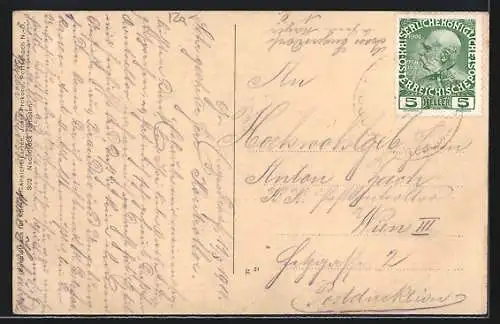 AK Grossengersdorf am Russbach, Ortsansicht aus der Vogelschau, Eisenbahn im Vordergrund