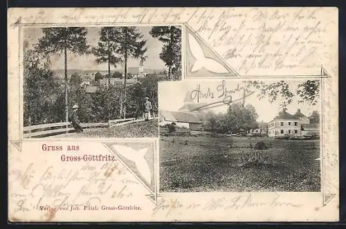 AK Gross-Göttfritz, Ortsansicht mit Kirche