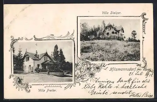 AK Enzenreith /N.-Oe., Hilzmannsdorf, Villa Freiler, Villa Stalzer