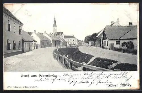 AK Jedenspeigen, Ortspartie mit Kirche