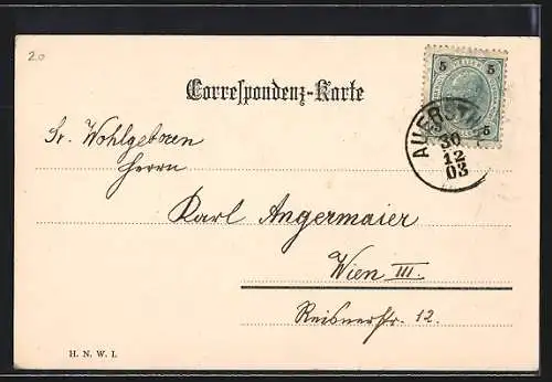 AK Auersthal, Ansichten von Kirche und Pfarrhof