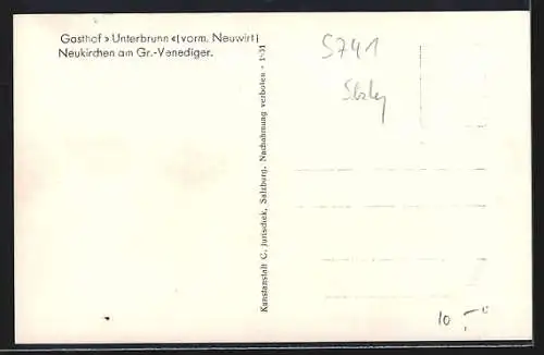 AK Neukirchen am Gr.-Venediger, Gasthof Unterbrunn