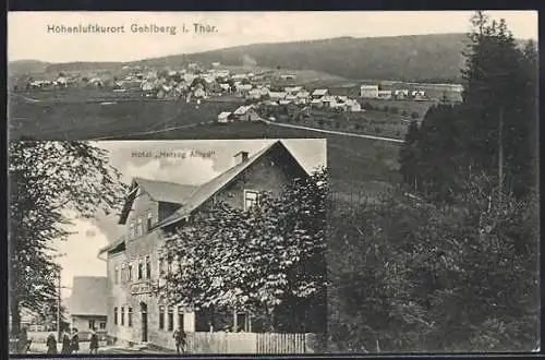 AK Gehlberg, Hotel Herzog Alfred, Ortsansicht