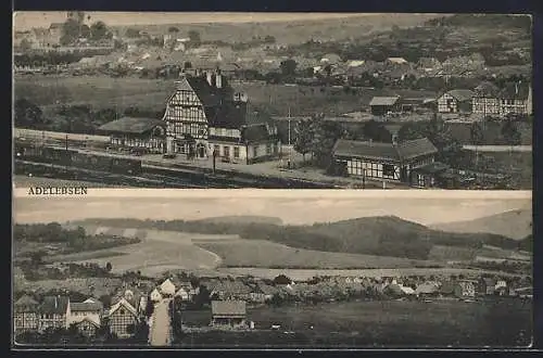 AK Adelebsen, Bahnhof und Blick über den Ort