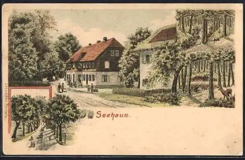 Lithographie Pforzheim, Restaurant zum Seehaus, Bes. Leo Blickensdörfer