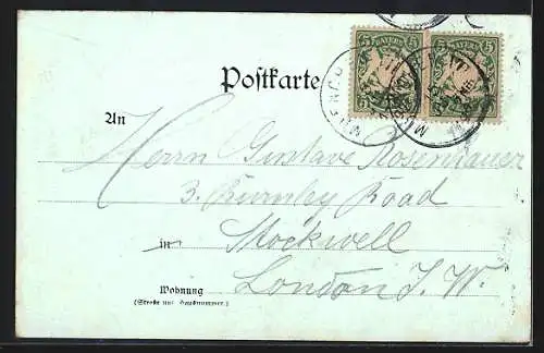 Lithographie München, Hotel Restaurant Trefler in der Sonnenstrasse 21-28, Justizpalast, Buberl-Brunnen