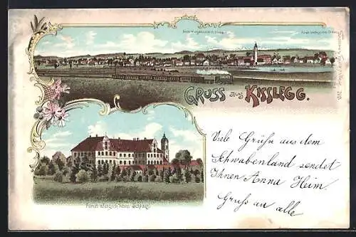 Lithographie Kisslegg, Fürstl. Wurzach'sches Schloss, Gesamtansicht