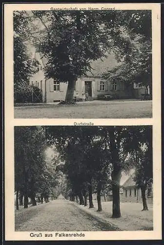 AK Falkenrehde, Gasthaus Hermann Conrad, Dorfstrasse