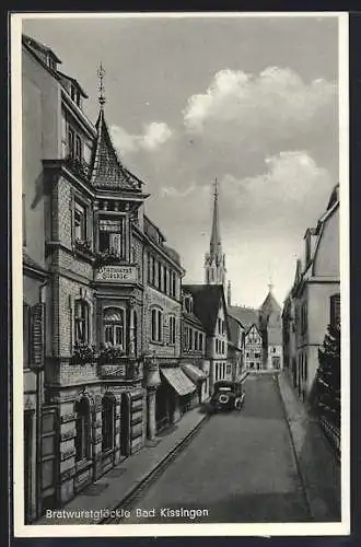 AK Bad Kissingen, Gasthaus Bratwurstglöckle mit Strasse