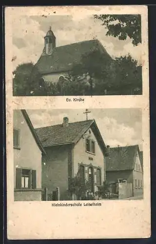 AK Leiselheim / Worms, Evangel. Kirche und Kleinkinderschule