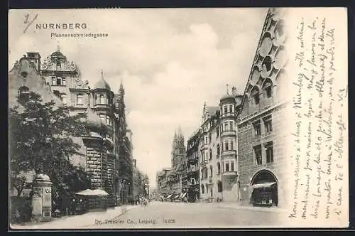 AK Nürnberg, Strassenpartie in der Pfannenschmiedsgasse