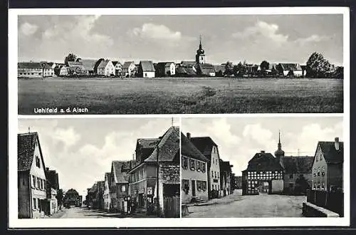 AK Uehlfeld, Strassenpartien mit Wohnhäusern, Gesamtansicht