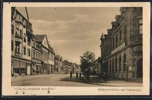 AK Völklingen /Saar, Geschäfte in der Bismarck-Strasse