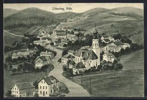 AK Ulbering /Ndb., Totalansicht mit Kirche aus der Vogelschau