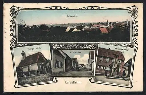 AK Leiselheim / Worms, Ortsansicht, Evangel. Kirche, Hauptstrasse, Kriegerdenkmal