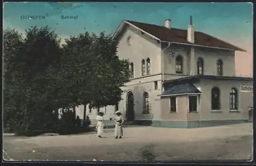 AK Osthofen, Ansicht vom Bahnhof