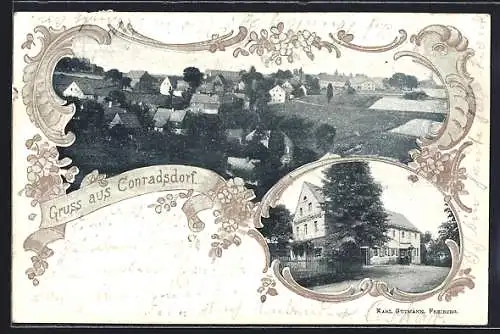 AK Conradsdorf, Totalansicht, Gasthaus Erholung