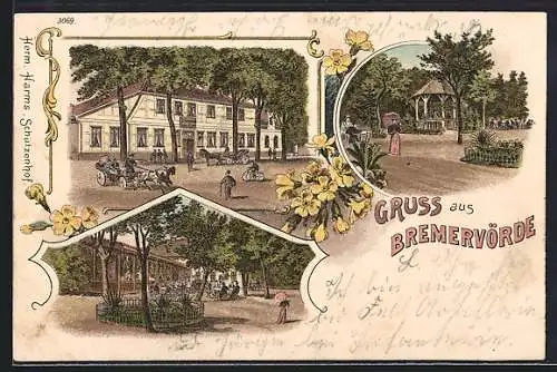 Lithographie Bremervörde, Gasthaus Schützenhof von August Deiter