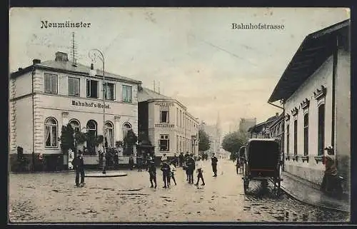 AK Neumünster, Bahnhofs-Hotel und Selcks-Hote und Restaurant in der Bahnhofstrasse