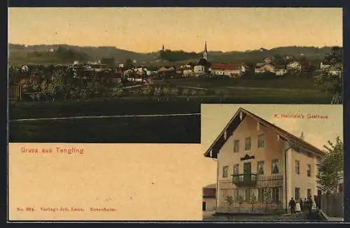 AK Tengling, K. Heinleins Gasthaus, Ortsansicht