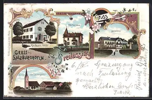 Lithographie Salzburghofen, Kaufmann Willi, Villa Trautmann, Herrenhaus