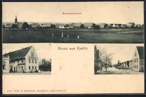 AK Dresden-Kaditz, Gaststätte Wein-und Bierschank, Kinder auf einem Feld