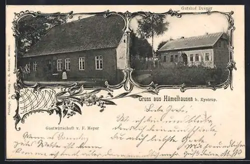 AK Hämelhausen b. Eystrup, Gasthaus v. F. Meyer, Gutshof Dreyer