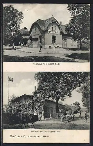 AK Grossenaspe / Holstein, Kaufhaus Adolf Todt und Meierei