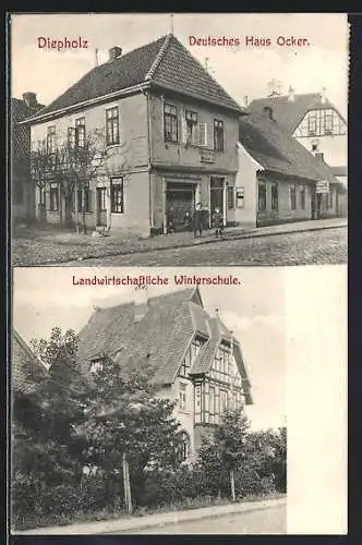 AK Diepholz, Restaurant Deutsches Haus Ocker, Landwirtschaftliche Winterschule