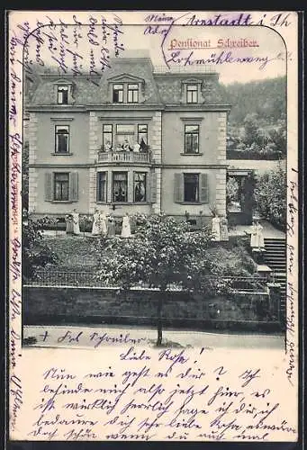 AK Arnstadt, Pensionat Schreiber mit Garten
