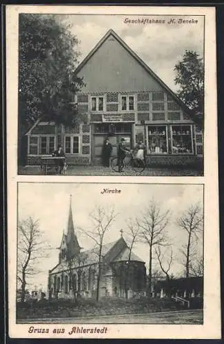 AK Ahlerstedt, Kirche, Geschäftshaus H. Beneke