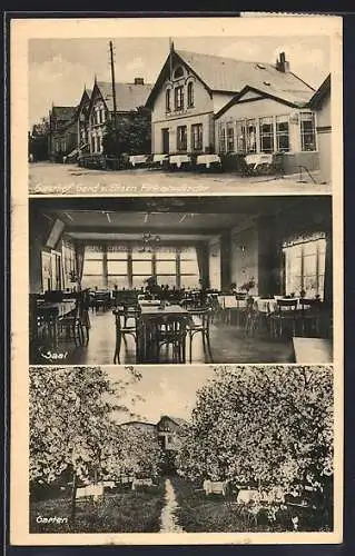 AK Hamburg-Finkenwerder, Gasthof Gerd v. Eitzen, Saal, Garten