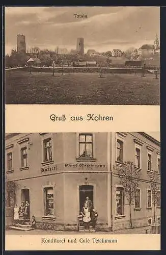 AK Kohren, Konditorei und Café Emil Teichmann, Totalansicht