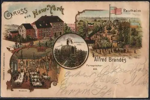 Lithographie Rautheim /Braunschweig, Gasthof New-York, Rautheimer Fass