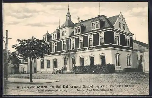 AK Dresden-Leuben, Strassenpartie am Gasthof zu Leuben