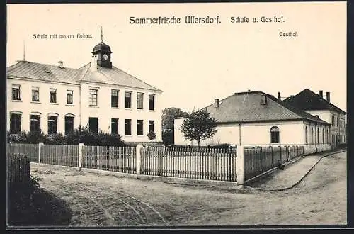 AK Ullersdorf / Radeberg, Schule und Gasthof