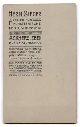 Fotografie Hermann Zieger, Aschersleben, Breite Strasse 27, Porträt eines kleinen Kindes