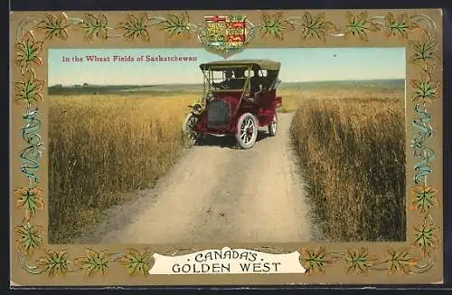 AK Saskatchewan, Car in the Wheat Fields, Auto, Wappen