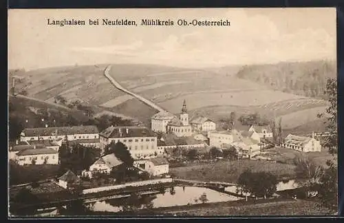 AK Langhalsen bei Neufelden, Ortsansicht aus der Vogelschau