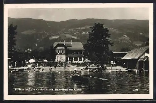 AK Bodensdorf am Ossiachersee, Café-Restaurant am Strandbad zur Linde