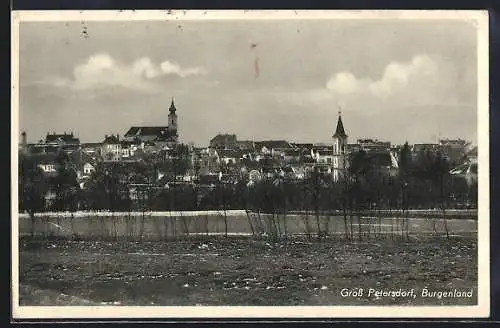 AK Gross Petersdorf /Burgenland, Teilansicht mit Kirchen