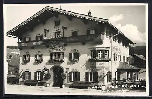 AK Kössen /Tirol, Gasthof Post A. Unterthiner, Frontansicht