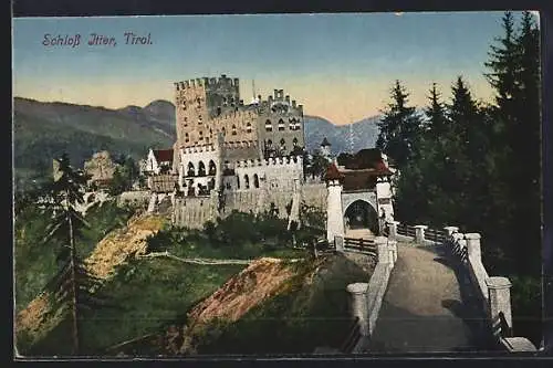 AK Itter im Brixental, Schloss Itter mit Einfahrt u. Bergpanorama