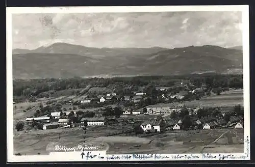 AK Pölfing-Brunn, Ortsansicht mit Bergpanorama