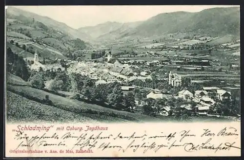 AK Schladming, Ansicht mit Coburg. Rathaus